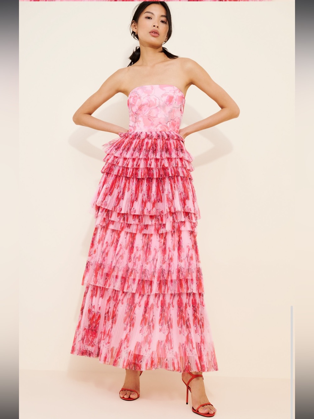 Anthropologie Hutch Outline Tiered Floral Maxi Dress